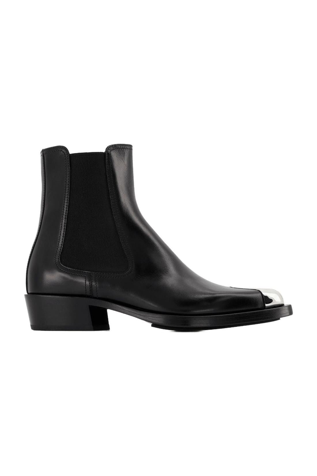 Stiefeletten Boxcar aus schwarzem und silberfarbenem Leder