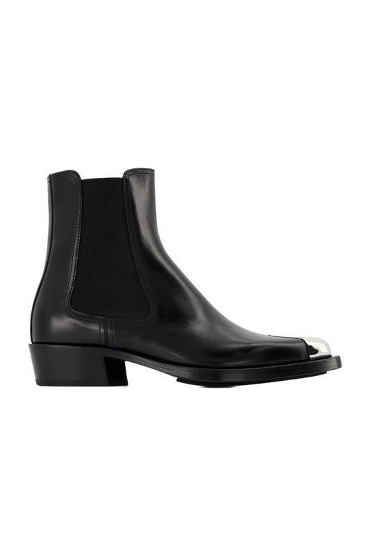 Stiefeletten Boxcar aus schwarzem und silberfarbenem Leder