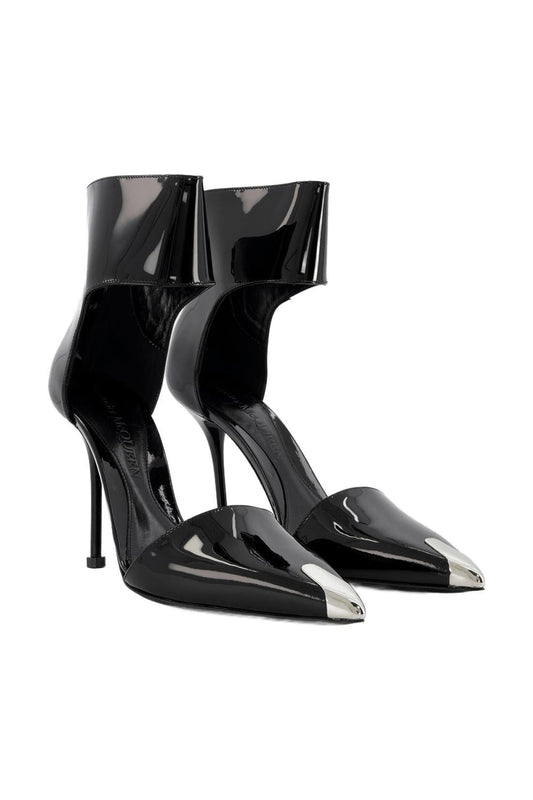 Sandals aus schwarzem und silberfarbenem Leder