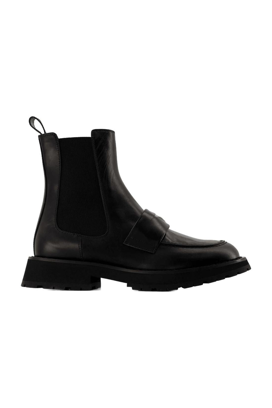 Worker Punk Ankle Boots - Alexander Mcqueen - Black/White - Leather
