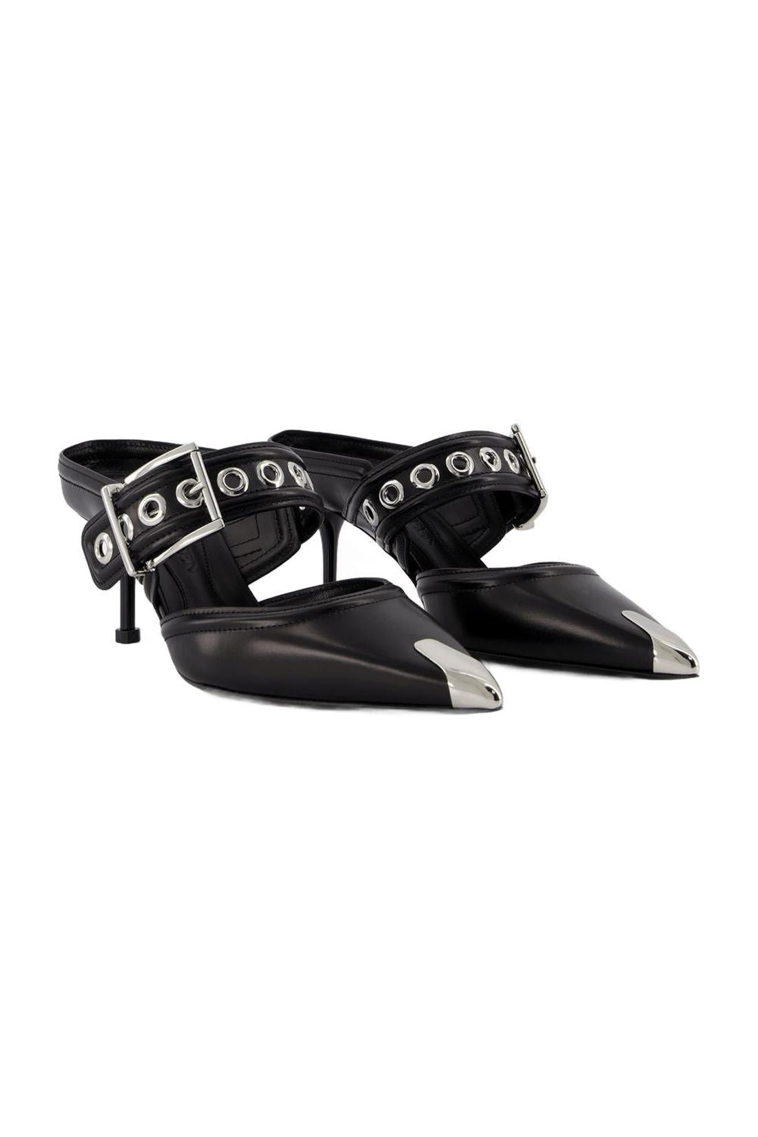 Oversized Sandals - Alexander Mcqueen - Black/Silver - Leather