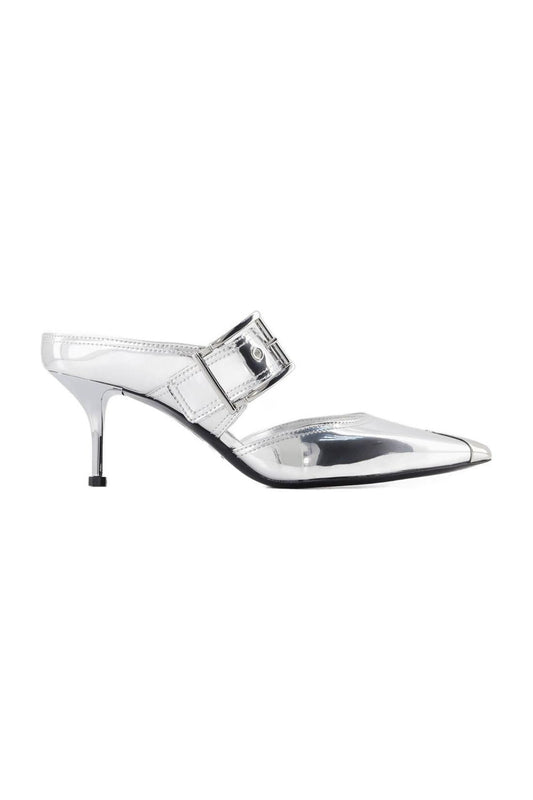 Mules Mit Punk-Schnalle - Alexander Mcqueen - Leder - Silber