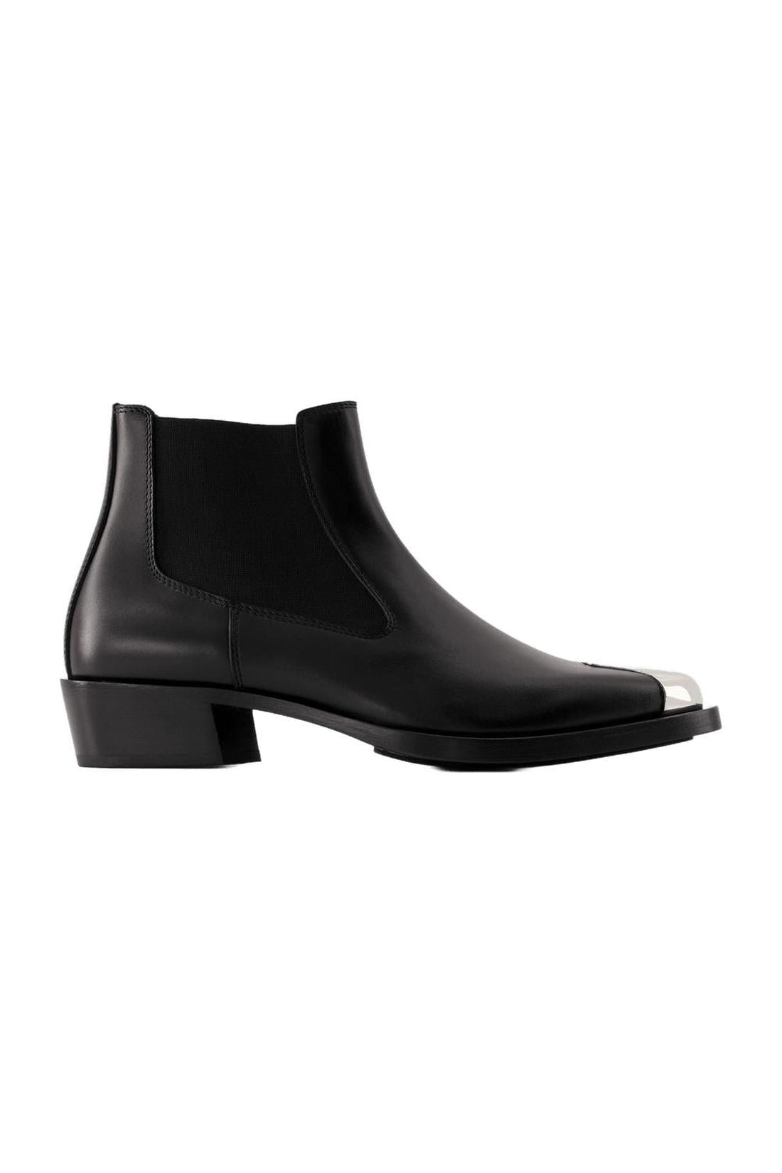 Chelsea-Boots - Alexander Mcqueen - Leder - Schwarz/Silber
