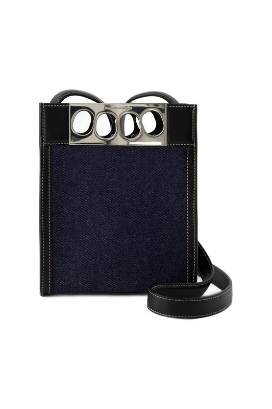 Tasche Mini Tote - Alexander Mcqueen - Leder - Denim/Schwarz