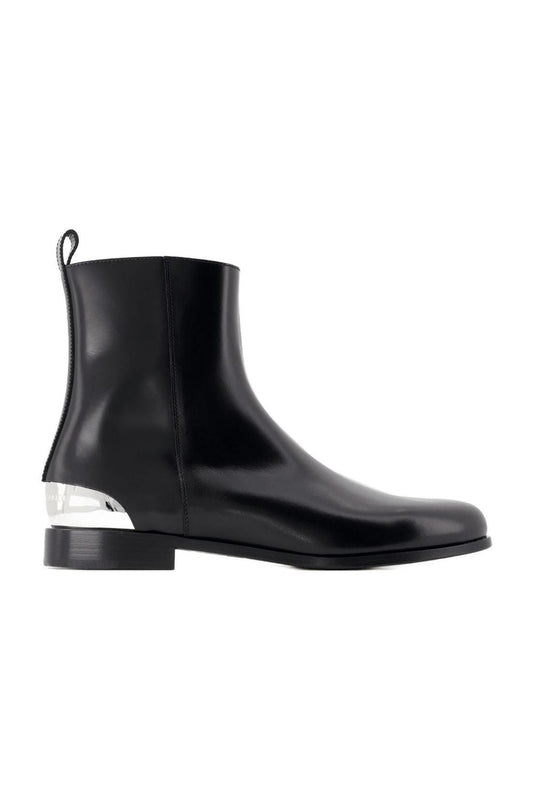 Metal Heel Stiefeletten - Alexander McQueen - Leder - Schwarz/Silber