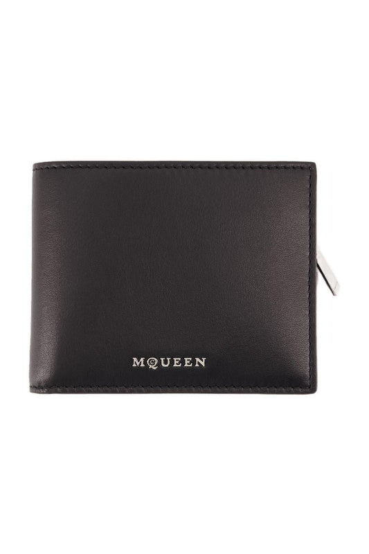 Brieftasche 2in1- Alexander McQueen - Leder - Schwarz/Silber