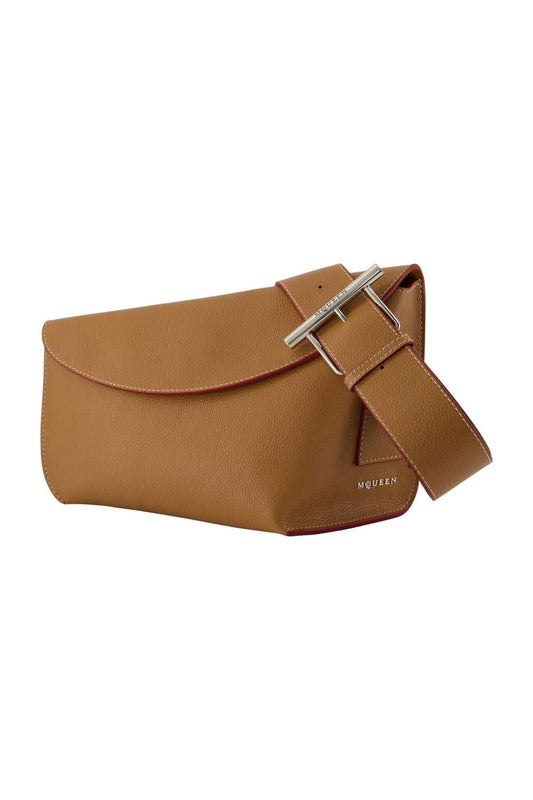 T-Schultertasche T Bar Sling Large - Alexander McQueen - Leder - Braun