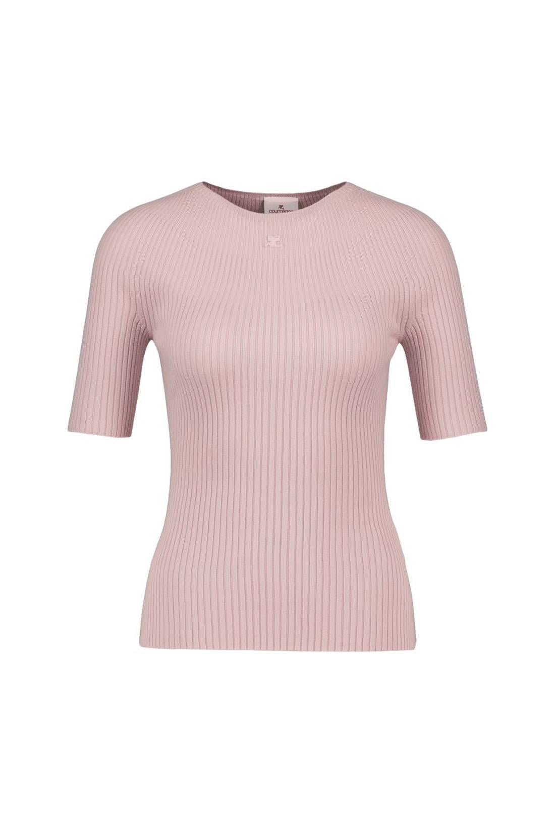 Solar Ss Pullover - Courreges - Baumwolle - Rosa