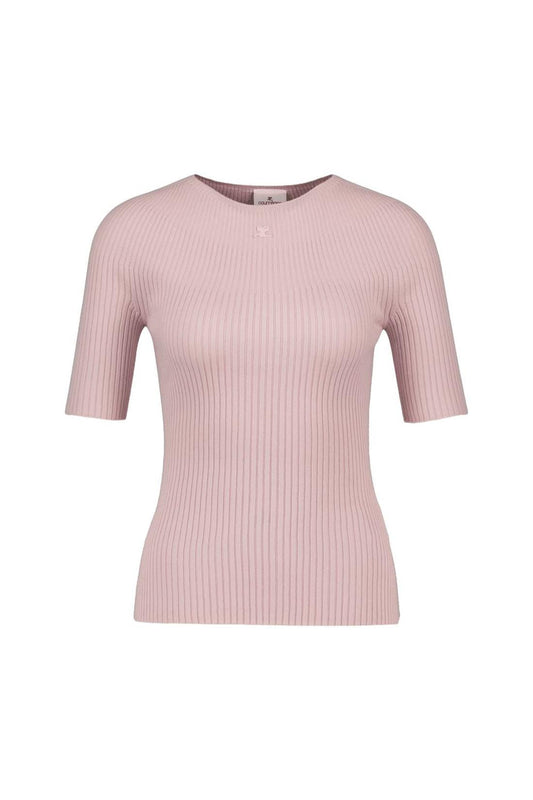 Solar Ss Pullover - Courreges - Baumwolle - Rosa