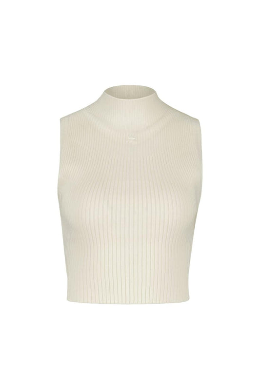 Mockneck T-Shirt - Courreges - Baumwolle - Weiß