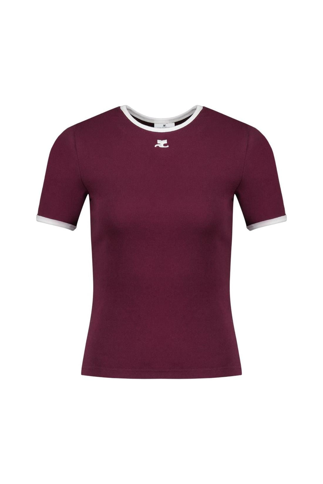 Signature T-Shirt - Courreges - Baumwolle - Bordeaux