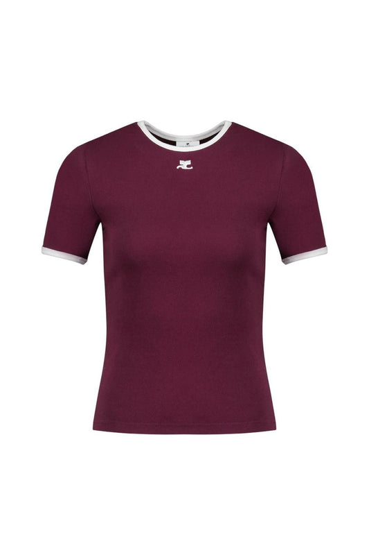 Signature T-Shirt - Courreges - Baumwolle - Bordeaux