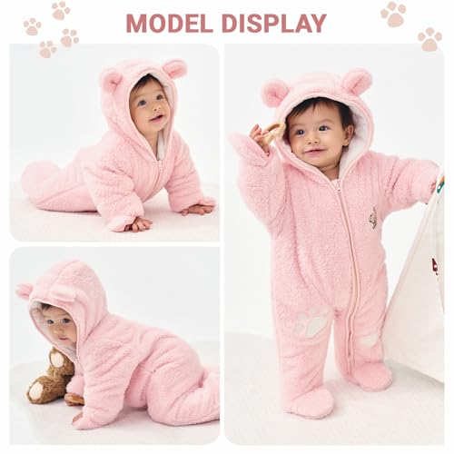 Baby Schneeanzüge Winter Overall mit Kapuze Fleece Strampler Mädchen Jungen Warm Outfits- Gr. 0-3 Monate (59 cm), Gelb
