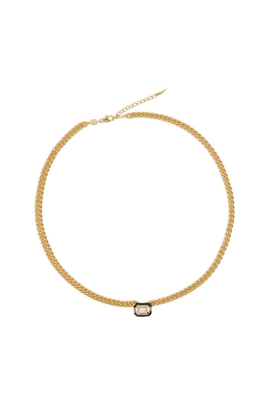 Black Stone And Enamel Necklace - Missoma - Gold - Metal