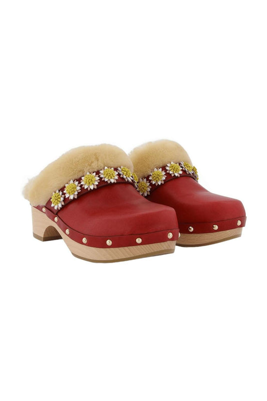 Jean Daisy Clogs aus bordeauxrotem Leder