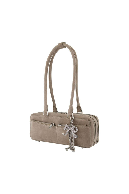 Baguette With Charm Schultertasche - SELF PORTRAIT - Leder - Grau