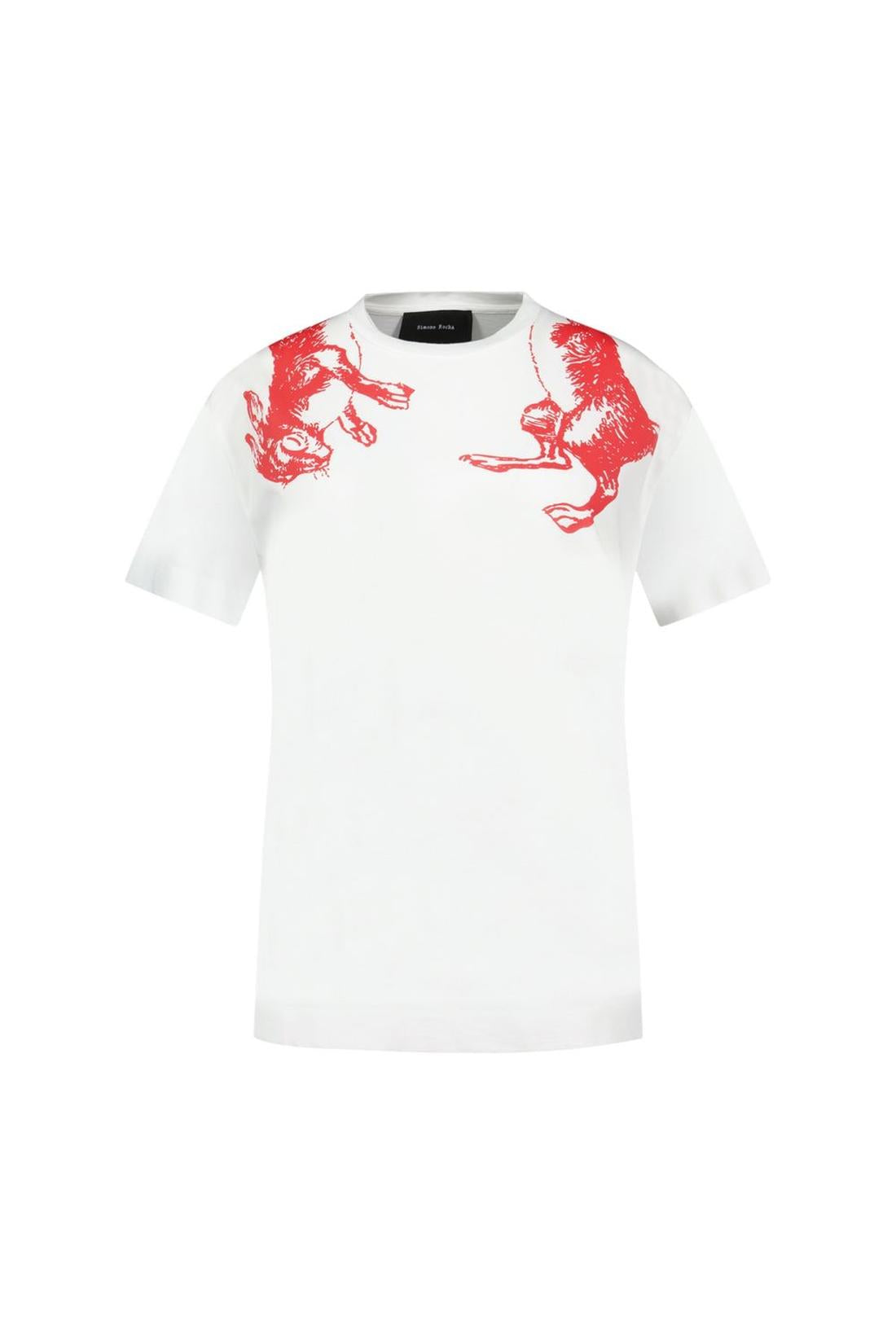 Hare Illustration T-Shirt - Simone Rocha - Baumwolle - Weiß