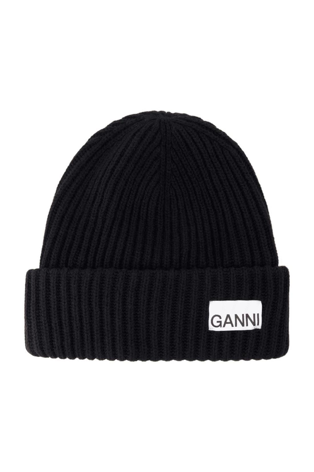 Beanie-Hut - Ganni - Wolle - Schwarz