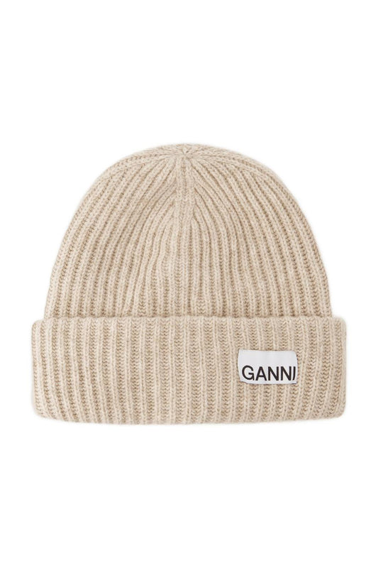Beanie Hut - Ganni - Wolle - Beige