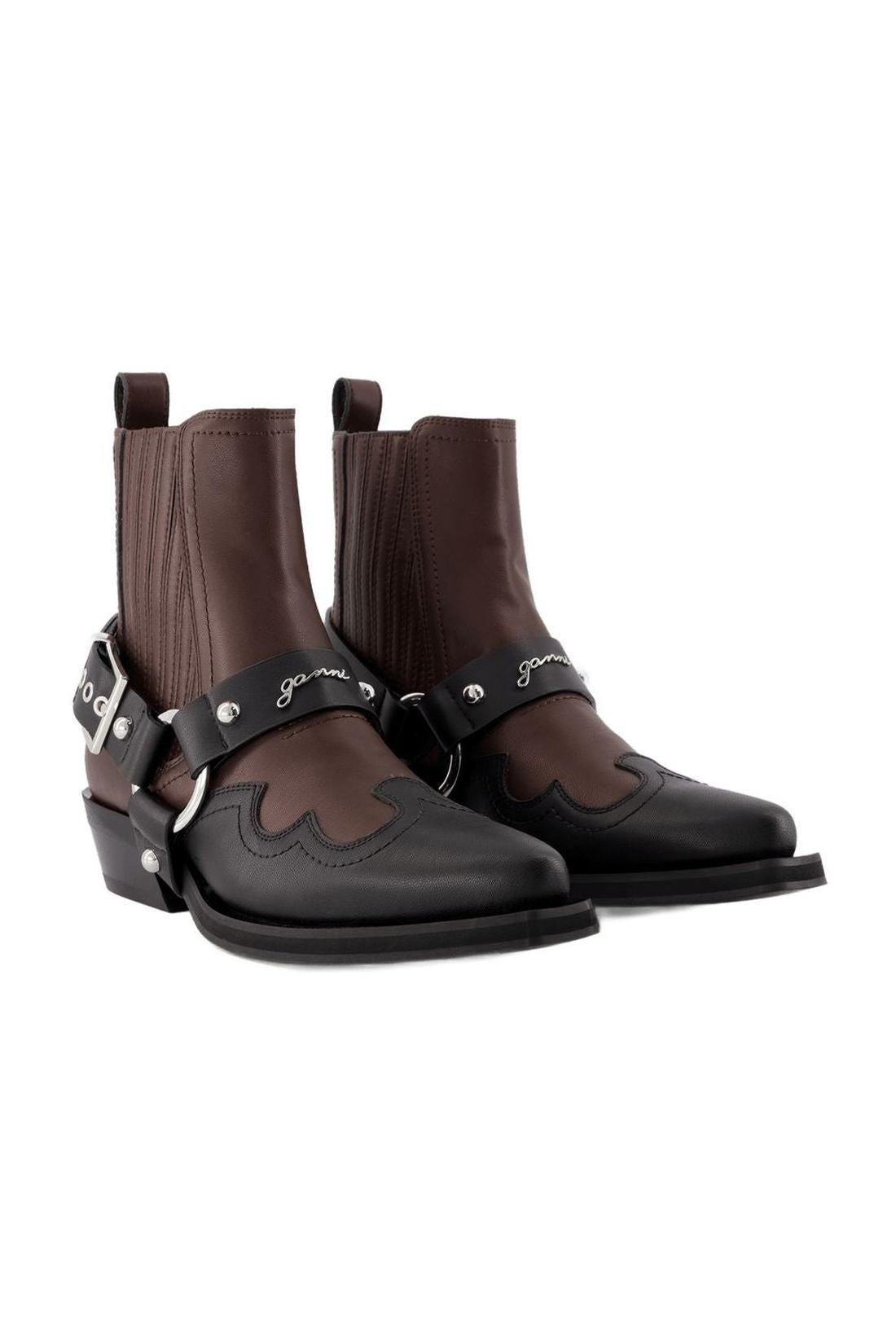 Chelsea Western Stiefel - Ganni - Kunstleder - Schwarz