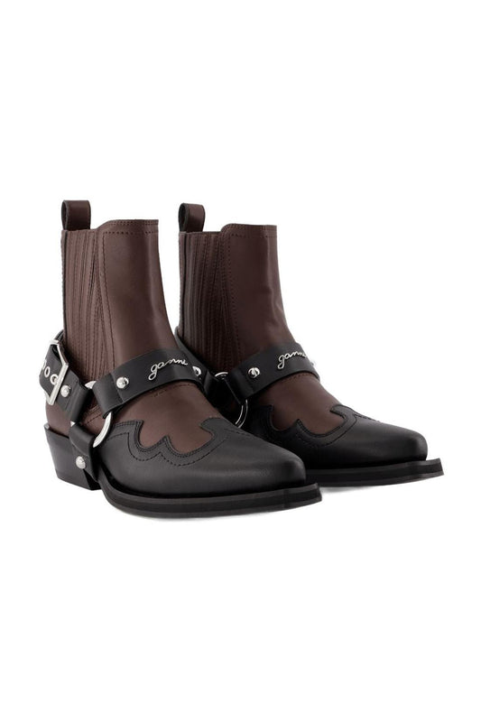 Chelsea Western Stiefel - Ganni - Kunstleder - Schwarz