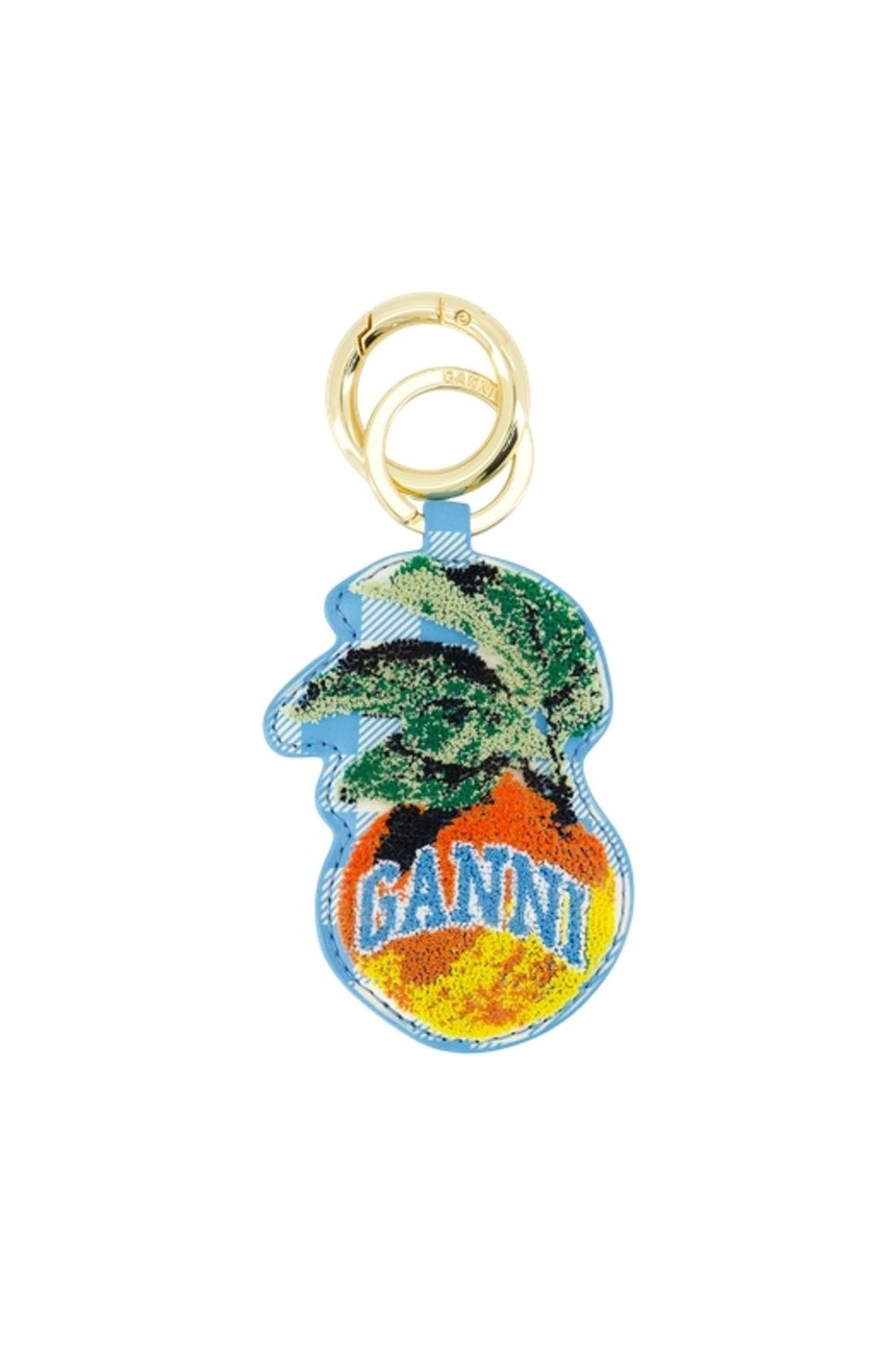 Apple-Schlüsselanhänger - Ganni - Leder - Blau