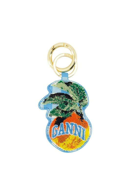 Apple-Schlüsselanhänger - Ganni - Leder - Blau