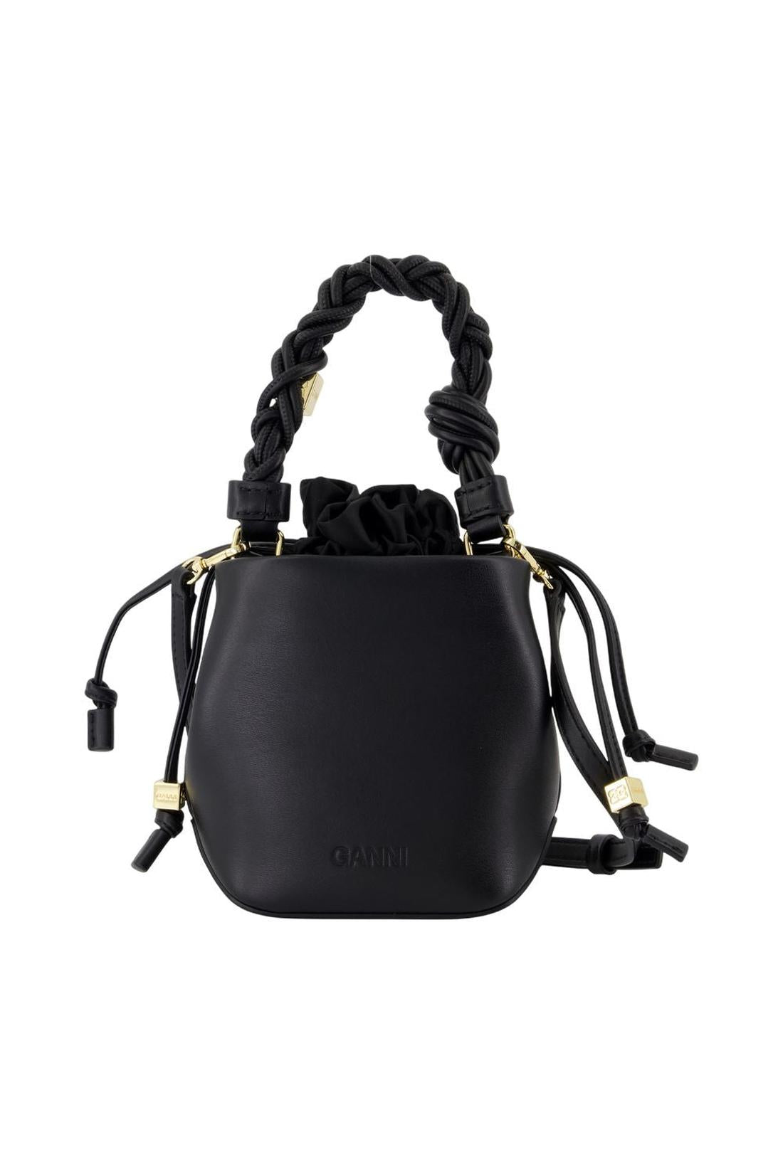 Bou Bucket Mini Handtasche - Ganni - Leder - Schwarz