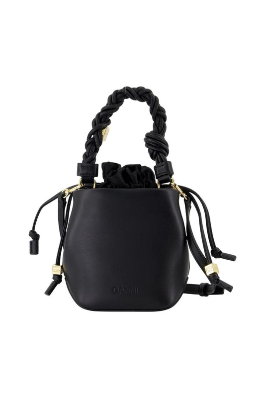 Bou Bucket Mini Handtasche - Ganni - Leder - Schwarz