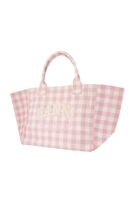 Einkaufstasche Xxl Pocket - Ganni - Baumwolle - Rosa