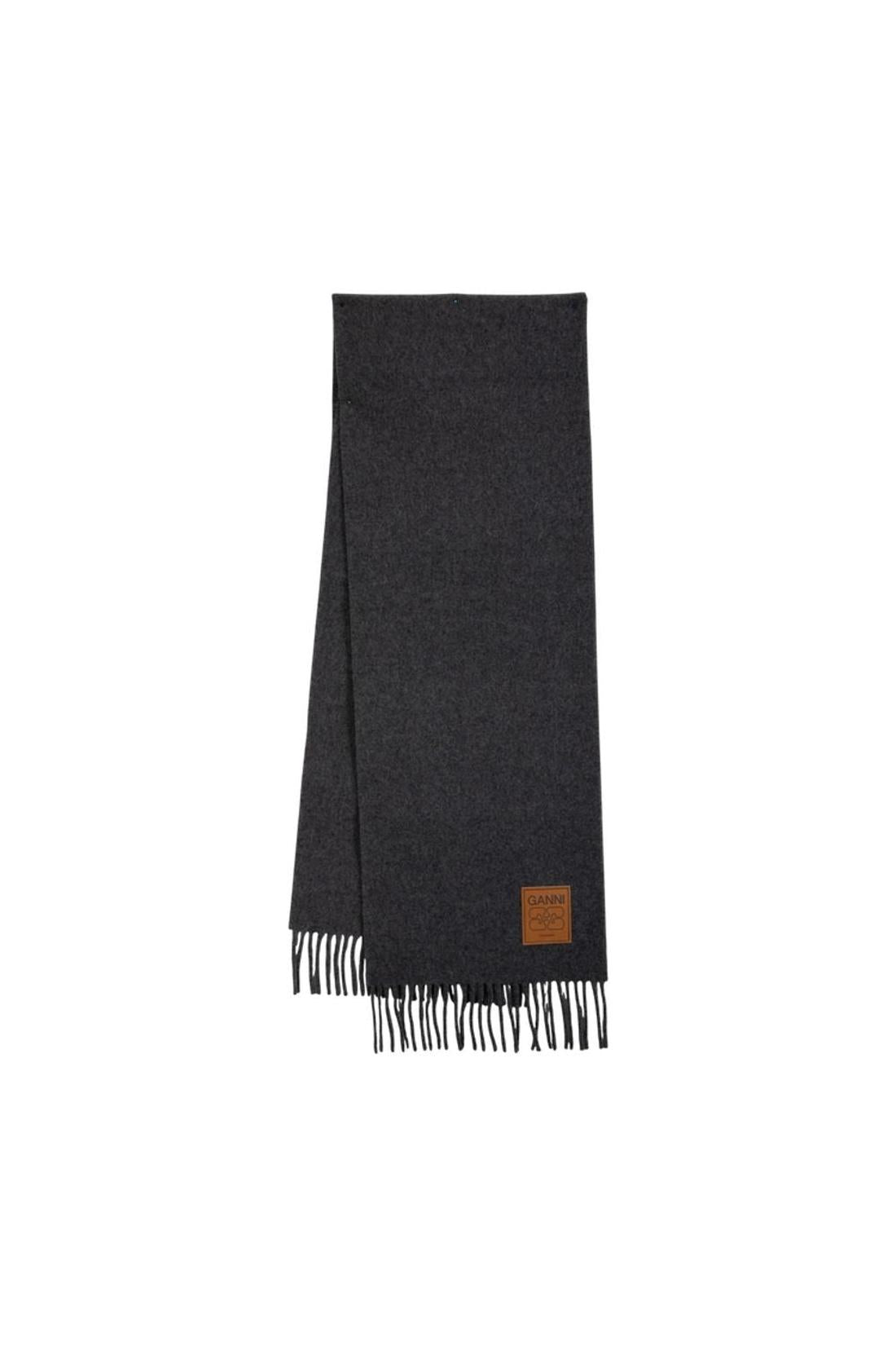 Double Face Solid Schal - Ganni - Wolle - Grau