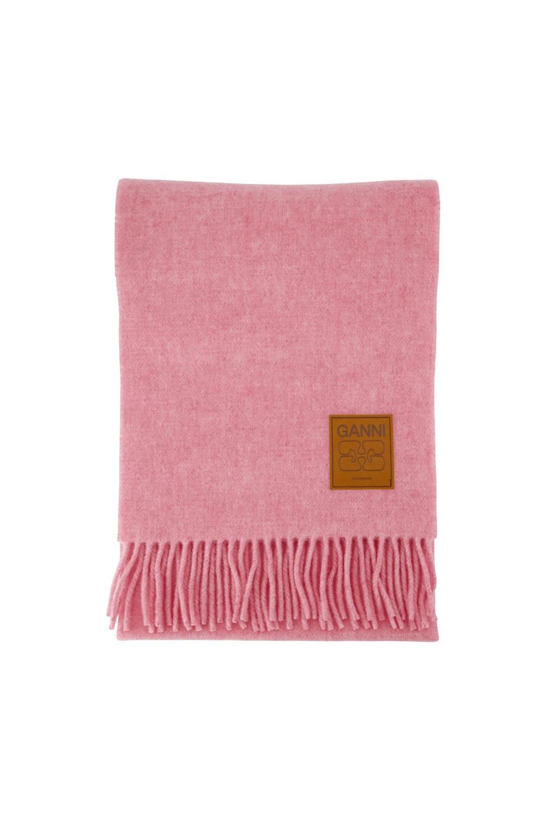 Double Face Solid Schal - Ganni - Wolle - Rosa