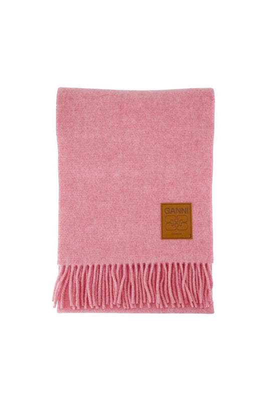 Double Face Solid Schal - Ganni - Wolle - Rosa