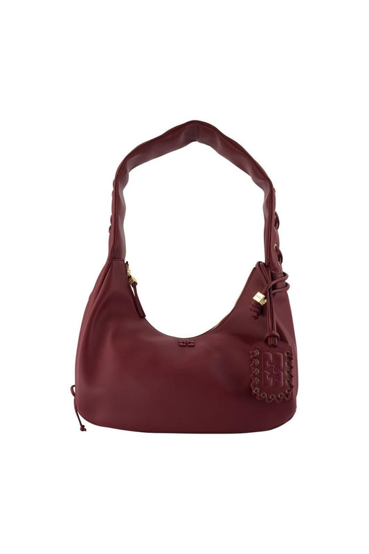 Schultertasche Medium Laces - Ganni - Leder - Bordeaux