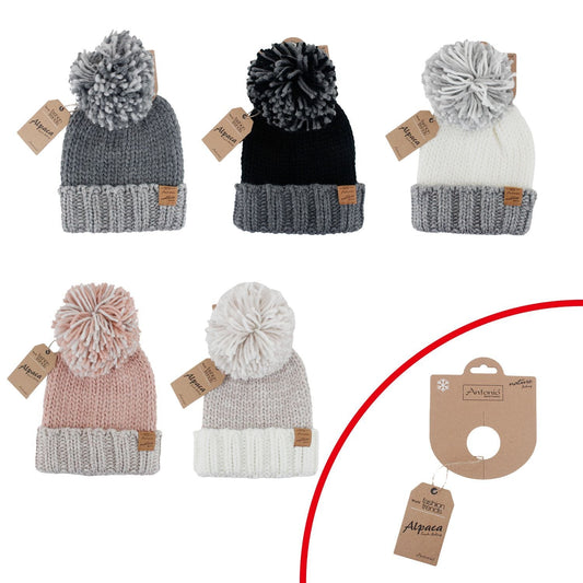 Winter Damen Mütze » Bommelmütze Emma » Strickmütze wolliges, dickes Garn » Wintermütze mit Bommel