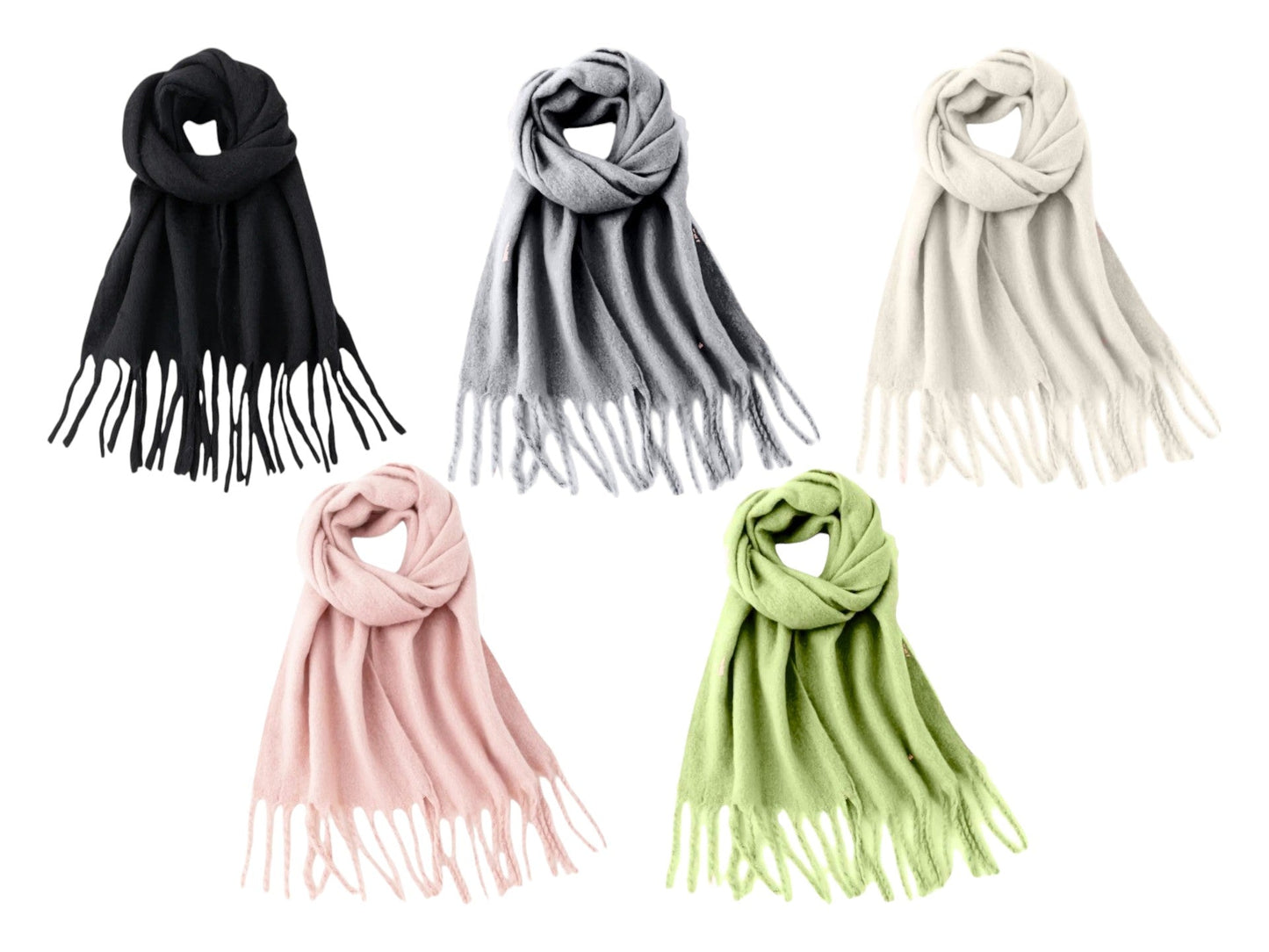 Fransenschal Bouclé » Damenschal 210 x 40 cm » Winter Damen Schal mit Quasten » Winterschal Super Soft