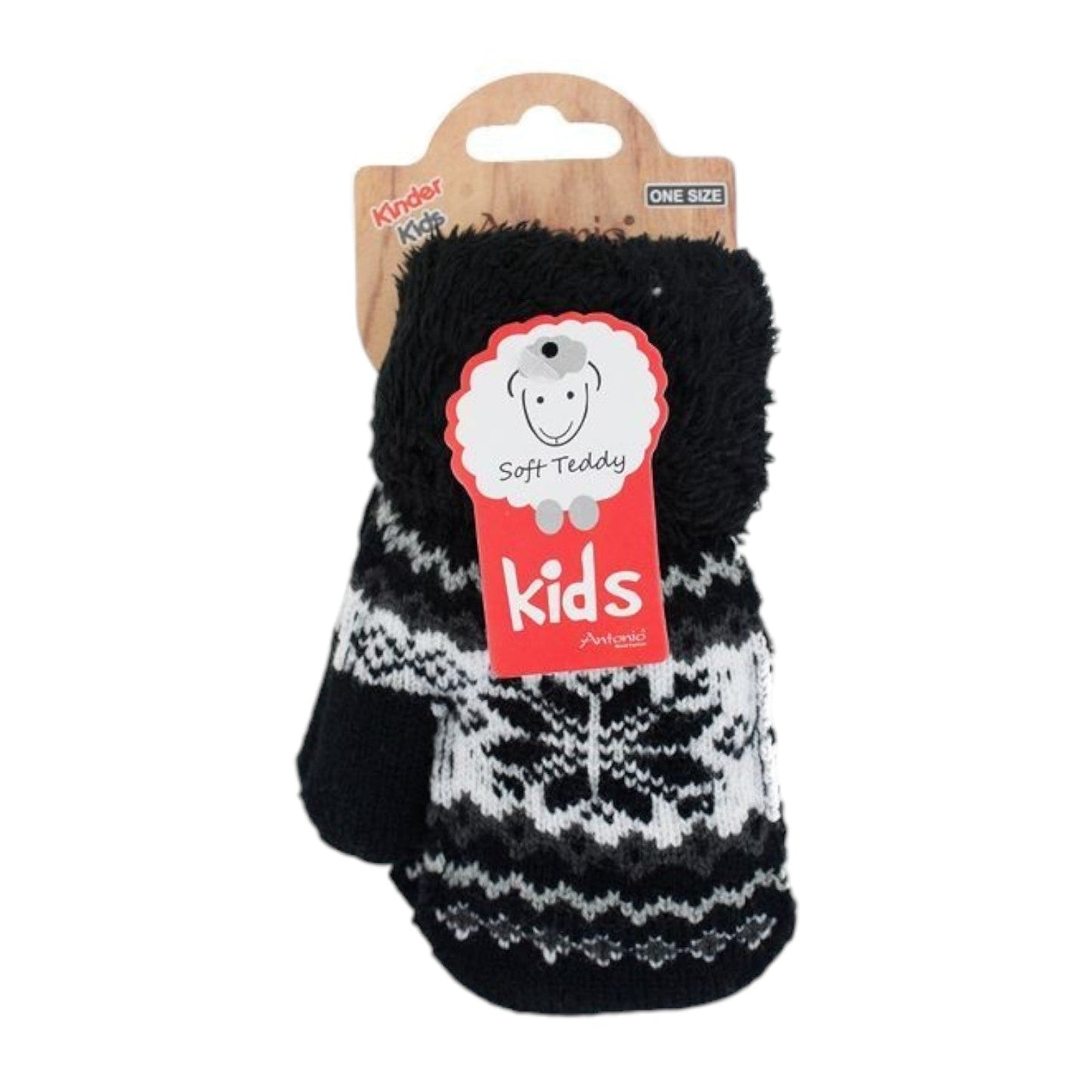 Kinder Fäustlinge » Strickhandschuhe Winter Norweger Stern » Kids Winterhandschuhe mit Soft Teddy » Kinderhandschuhe