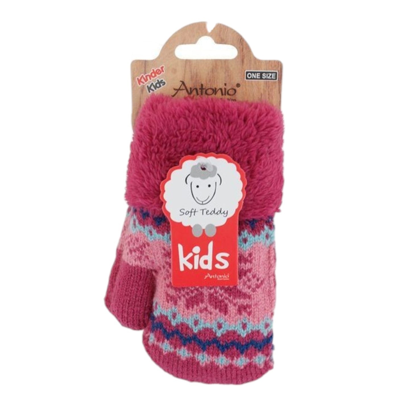 Kinder Fäustlinge » Strickhandschuhe Winter Norweger Stern » Kids Winterhandschuhe mit Soft Teddy » Kinderhandschuhe
