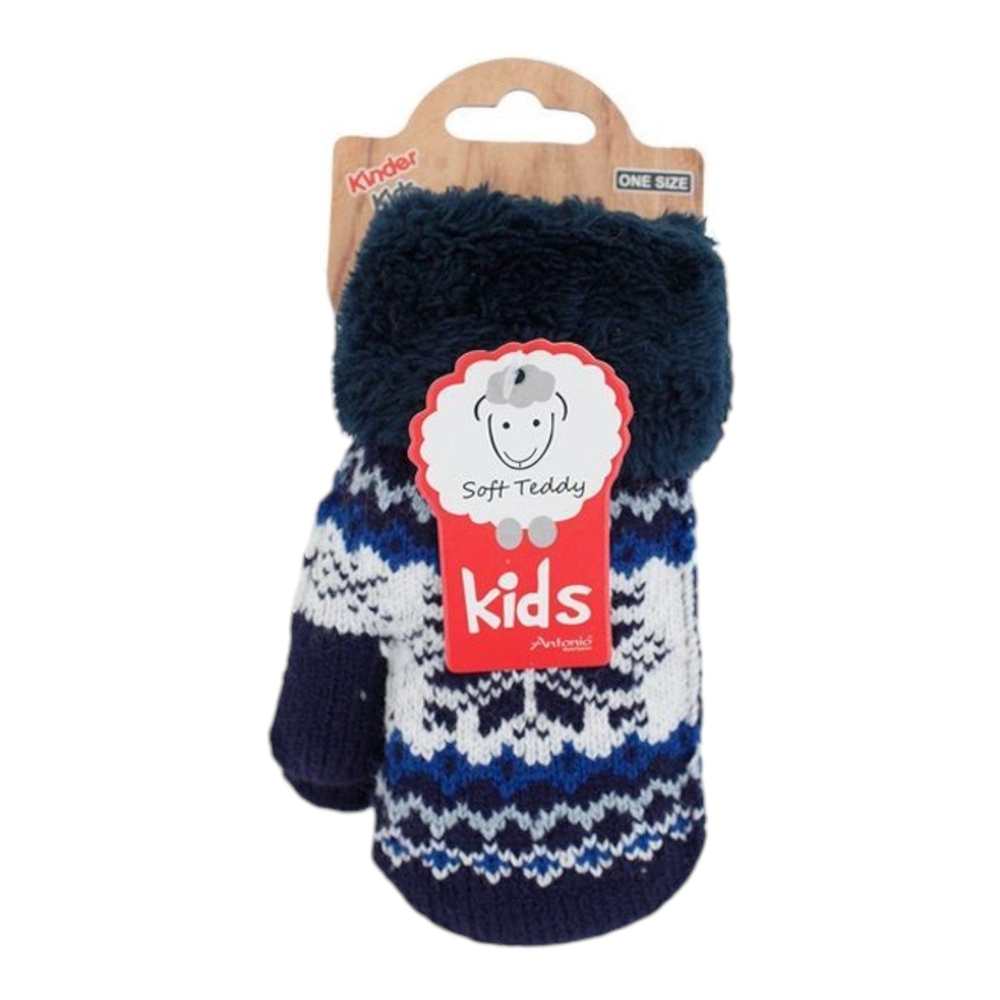 Kinder Fäustlinge » Strickhandschuhe Winter Norweger Stern » Kids Winterhandschuhe mit Soft Teddy » Kinderhandschuhe