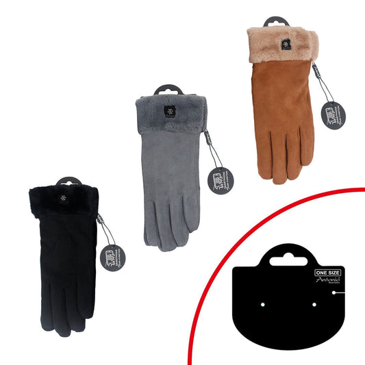 Winter Handschuhe » Gefütterte Fingerhandschuhe Suede mit Thermo Teddy » Winterhandschuhe mit Touchfunktion