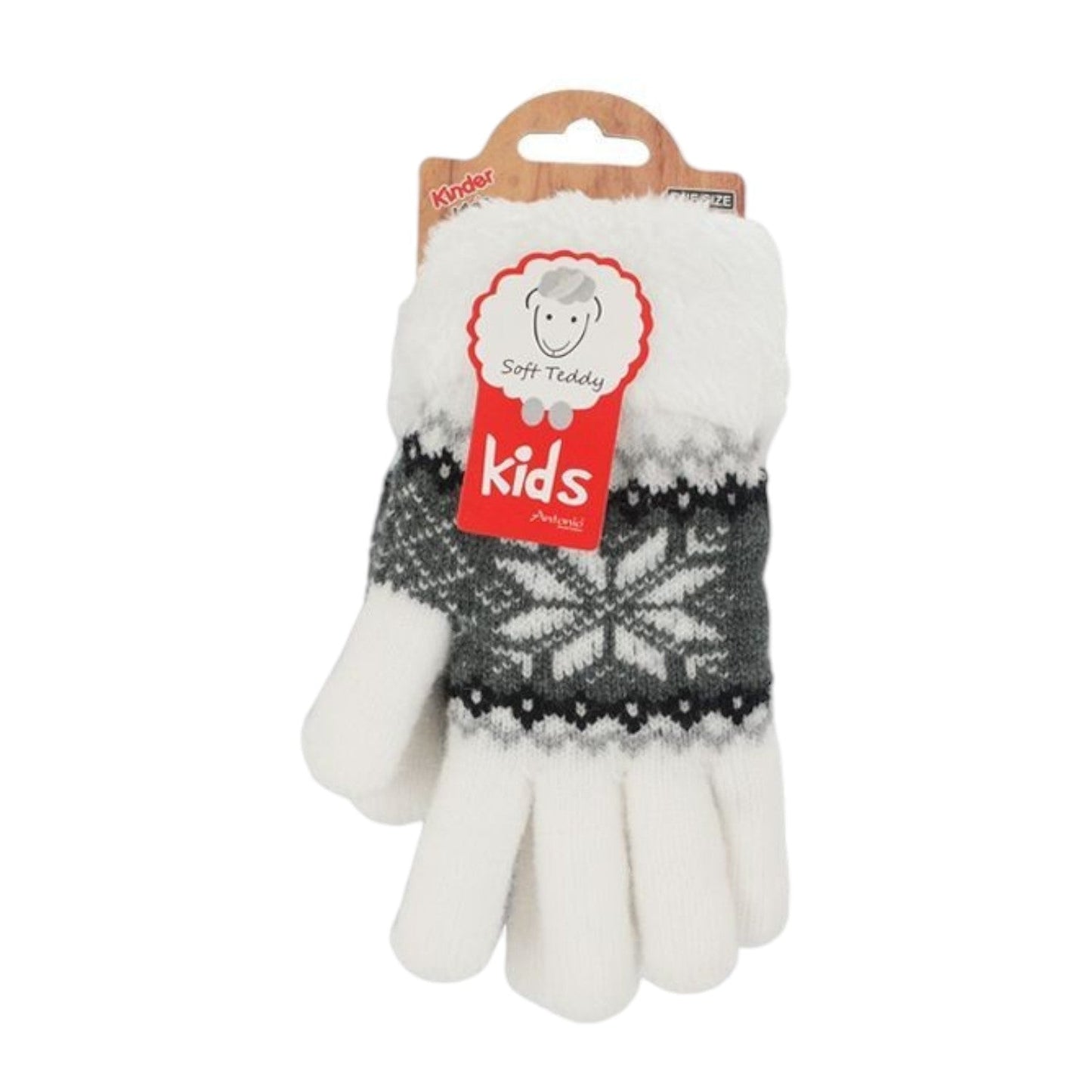 Kinderhandschuhe mit Soft Teddy » gefütterte Kinder Handschuhe » Fingerhandschuhe Angori » Kinder Winterhandschuhe » Strickhandschuhe mit Norweger Stern