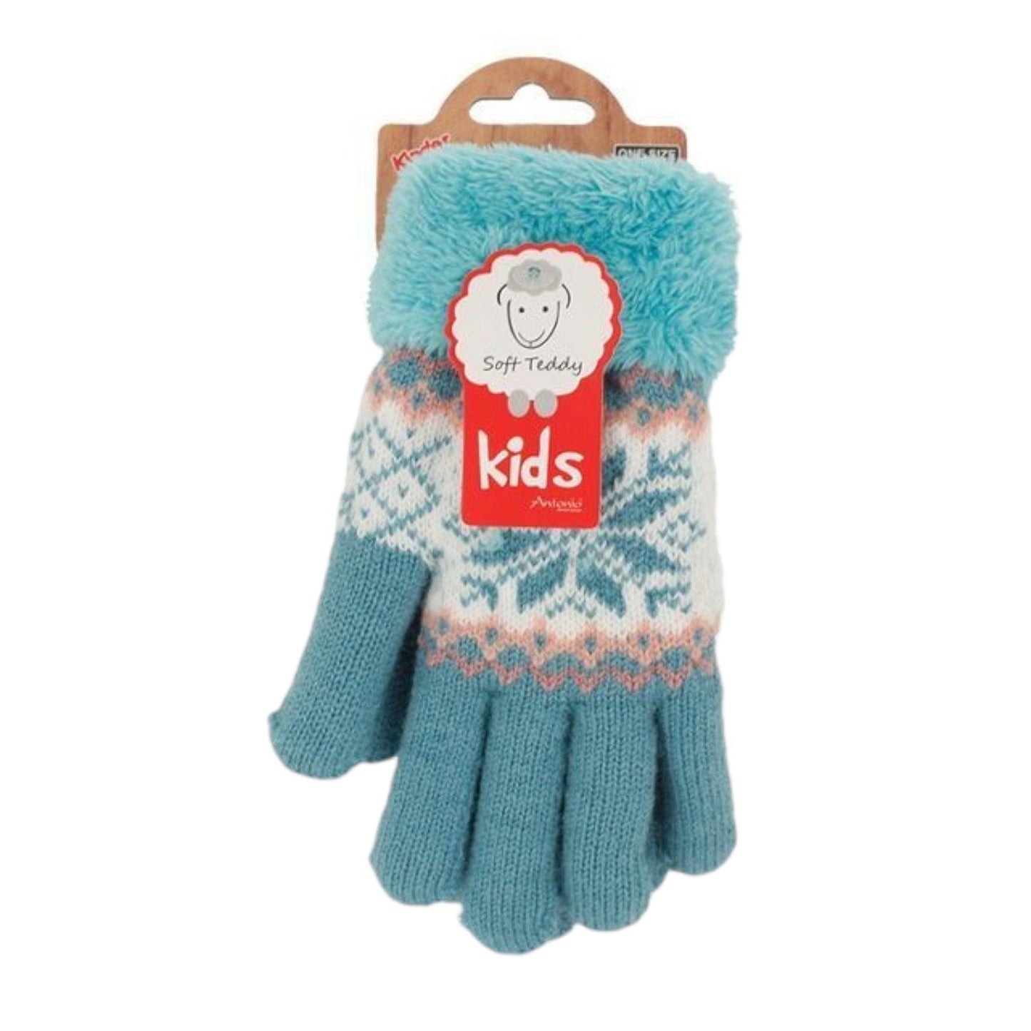 Kinderhandschuhe mit Soft Teddy » gefütterte Kinder Handschuhe » Fingerhandschuhe Angori » Kinder Winterhandschuhe » Strickhandschuhe mit Norweger Stern