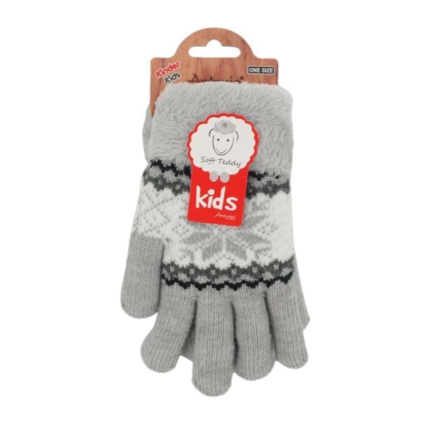 Kinderhandschuhe mit Soft Teddy » gefütterte Kinder Handschuhe » Fingerhandschuhe Angori » Kinder Winterhandschuhe » Strickhandschuhe mit Norweger Stern