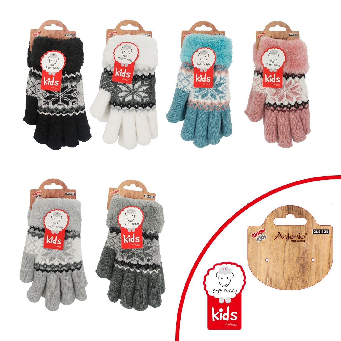 Kinderhandschuhe mit Soft Teddy » gefütterte Kinder Handschuhe » Fingerhandschuhe Angori » Kinder Winterhandschuhe » Strickhandschuhe mit Norweger Stern