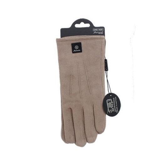 Gefütterte Winter Damen Handschuhe » Winterhandschuhe mit Teddy Innenfutter » Fingerhandschuhe mit drei Streifen auf Handrücken | Touchfunktion