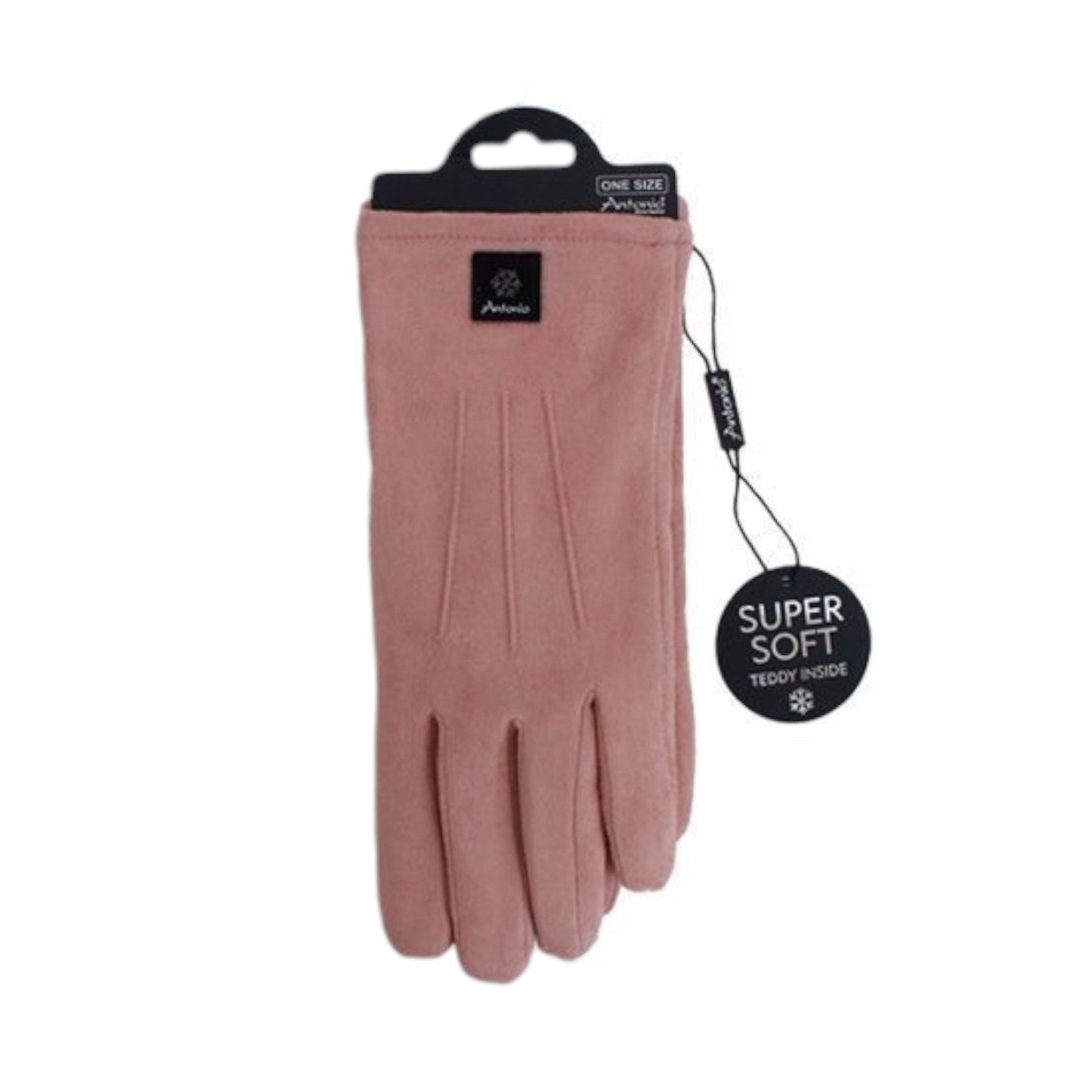 Gefütterte Winter Damen Handschuhe » Winterhandschuhe mit Teddy Innenfutter » Fingerhandschuhe mit drei Streifen auf Handrücken | Touchfunktion