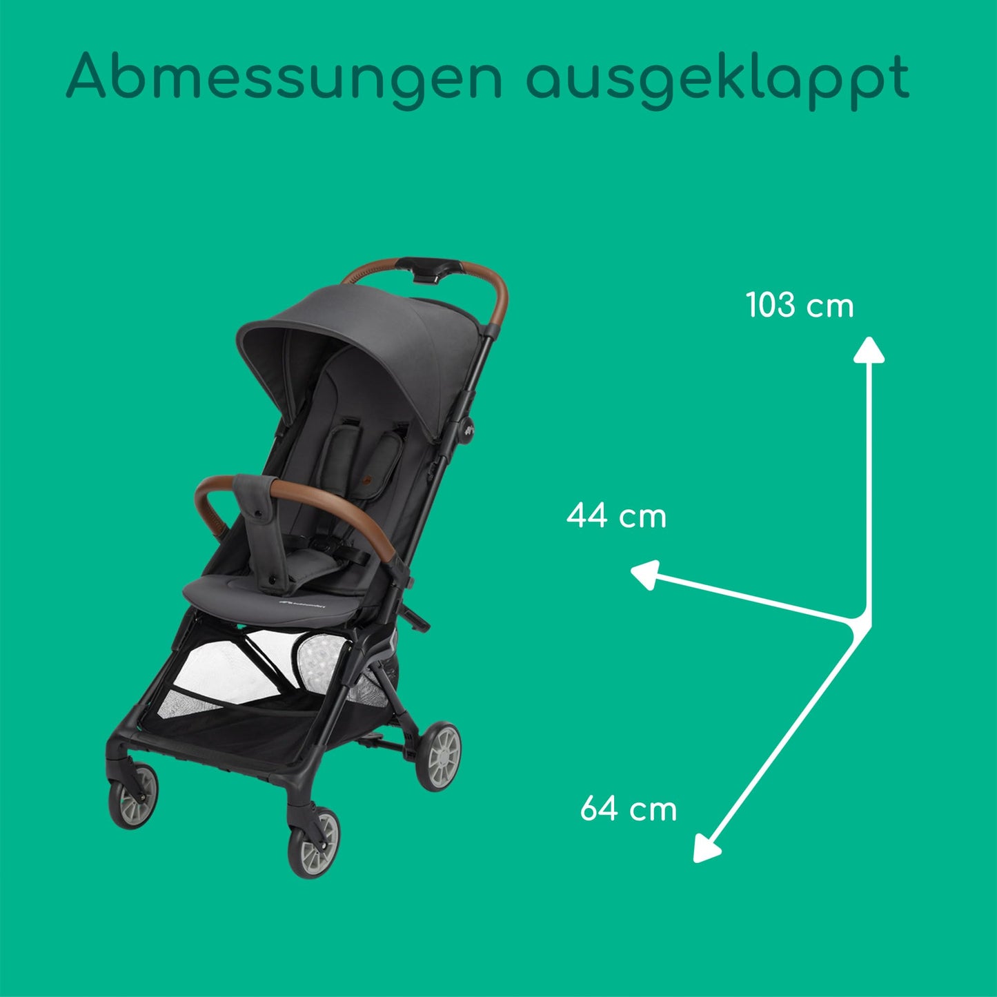 Bebeconfort Zephir, kompakter Baby Kinderwagen, 0–4 Jahre (bis zu 22 kg), leichter Reise Buggy (4,5 kg), in Kabinengröße, flacher und verstellbarer Sitz, Aufbewahrungskorb, Mineral Green