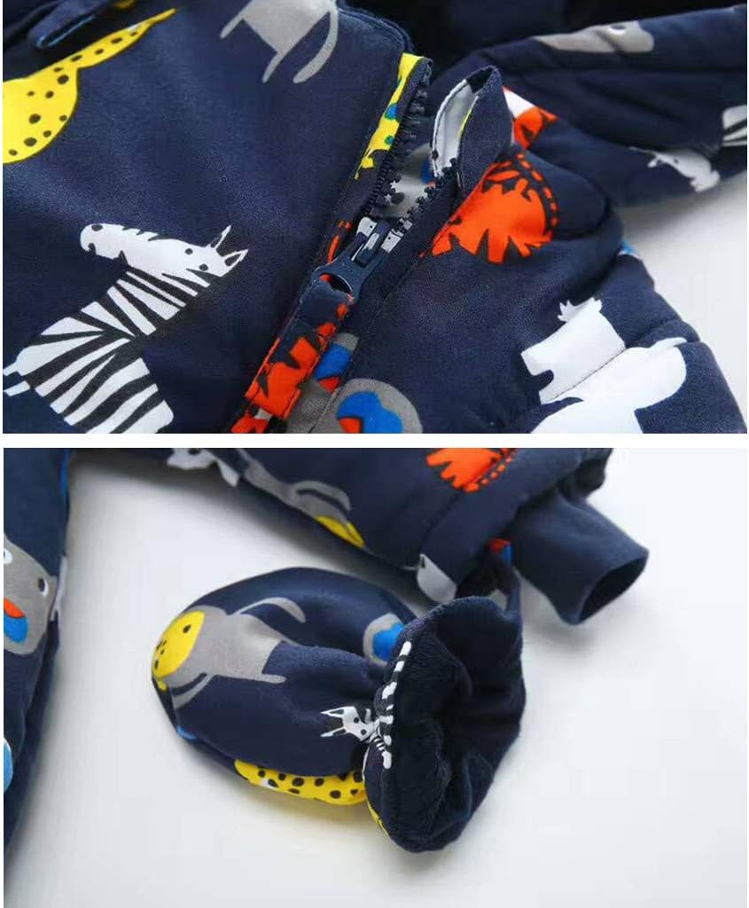 Baby Winter Overall Mit Kapuze Schneeanzüge mit Handschuhen und Füßlinge Mädchen Jungen Warm Kleidungsset