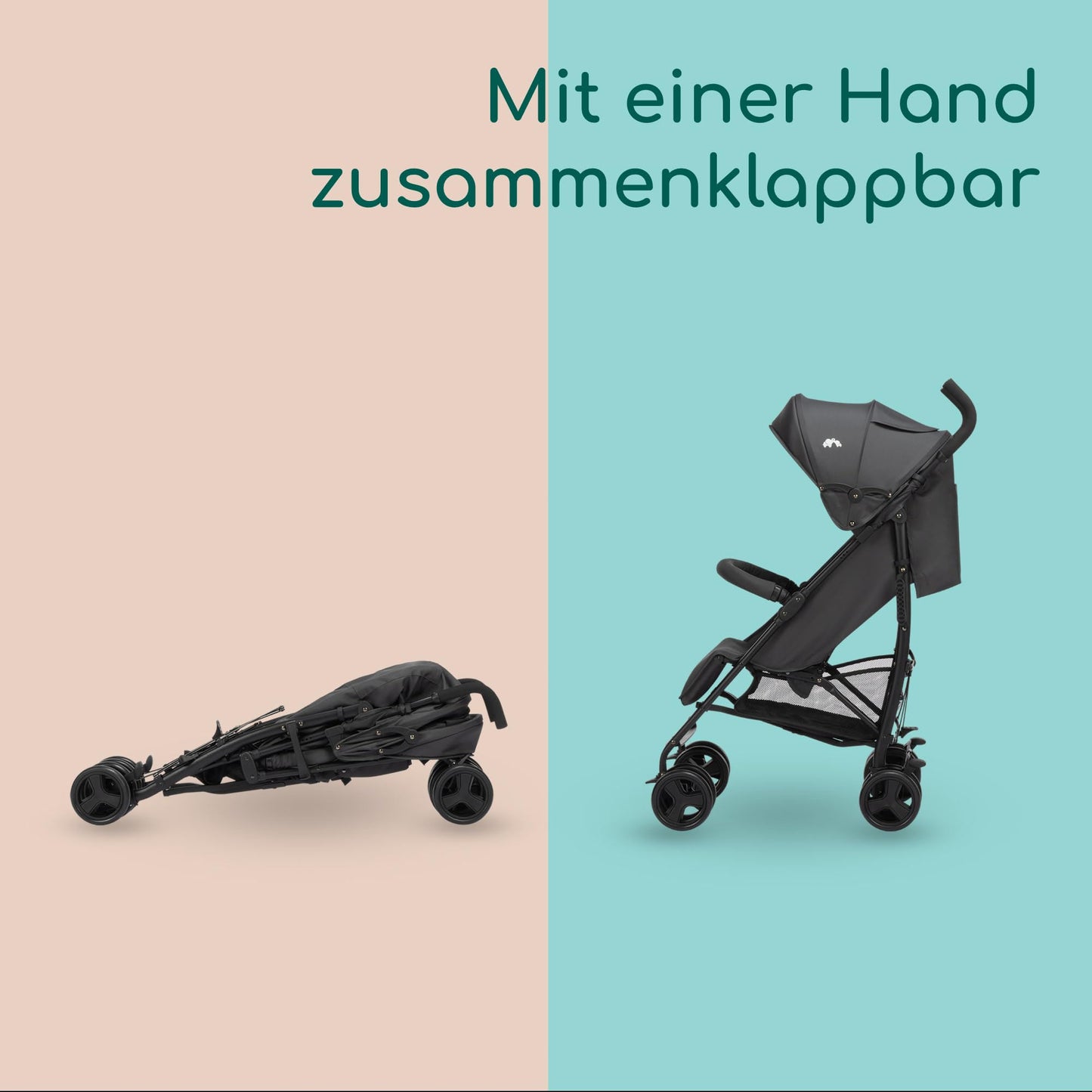 Bebeconfort Rainbow, Kinderwagen, Kompakt und Wendig, 6 Monaten bis 4 Jahre, bis zu 22 kg, Mineral Graphite