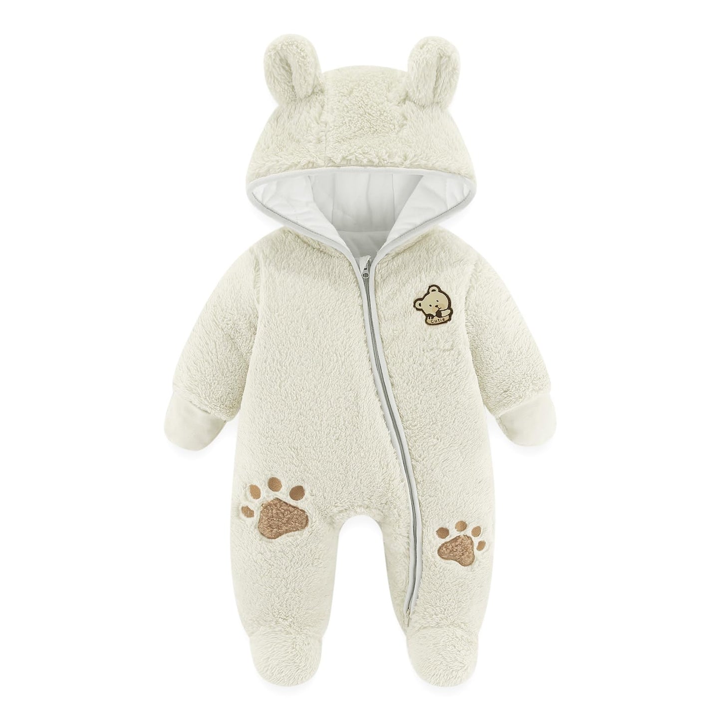 Baby Schneeanzüge Winter Overall mit Kapuze Fleece Strampler Mädchen Jungen Warm Outfits- Gr. 0-3 Monate (59 cm), Gelb